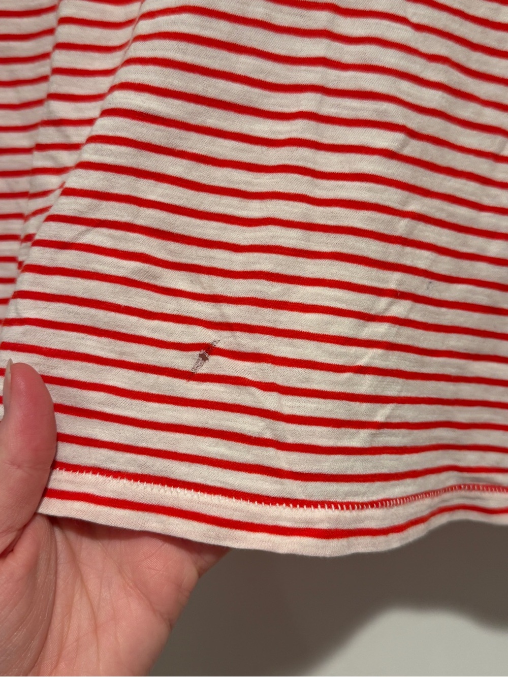 Madewell Red and White Short Sleeve Cotton Crew Neck Brandy Pocket Tee Top - Picture 3 of 7